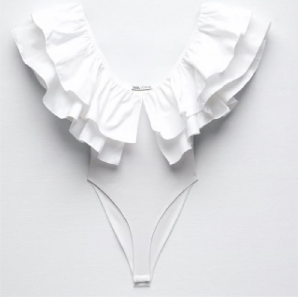 ZARA Poplin Ruffle Bodysuit
